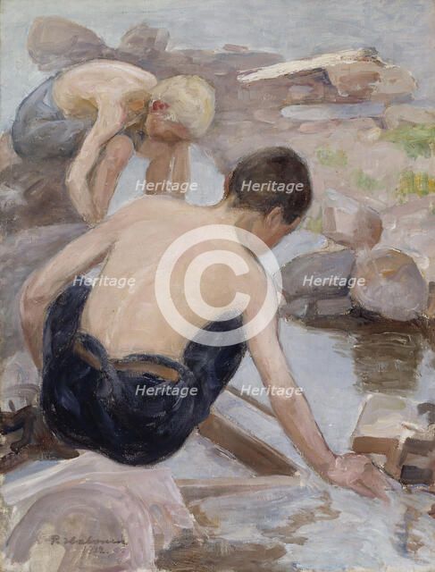 Two Boys on the Shore, 1922. Creator: Pekka Halonen.