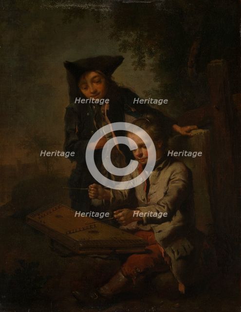 Two Boys, One of Them Playing the Dulcimer, c1758. Creator: Johann Conrad Seekatz.