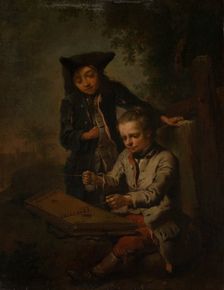 Two Boys, One of Them Playing the Dulcimer, c1758. Creator: Johann Conrad Seekatz