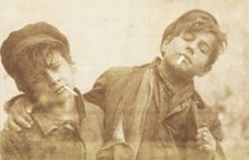 Two boys posing with cigarettes, [between 1900 and 1909?]. Creator: A Caggiano
