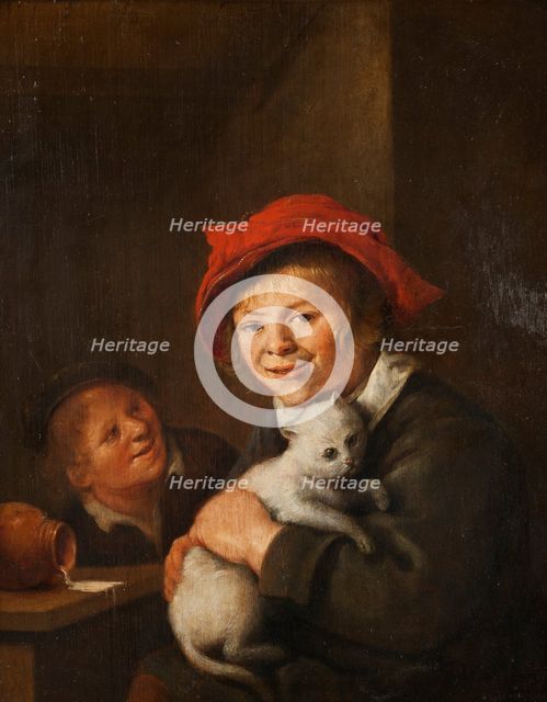 Two boys playing with a cat, 1650s. Creator: Jan Miense Molenaer.