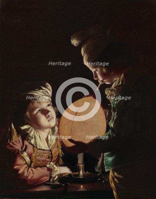 Two Boys with a Bladder, 1767. Creator: Joseph Wright of Derby.