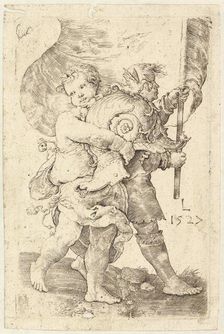 Two Boys with a Helmet and Standard, 1527. Creator: Lucas van Leyden