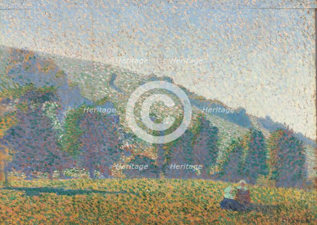 Two Breton women in a meadow, 1886. Artist: Bernard, Émile (1868-1941)