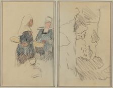 Two Breton Women; Landscape [recto], 1884-1888. Creator: Paul Gauguin