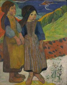 Two Breton Girls by the Sea, 1889. Artist: Gauguin, Paul Eugéne Henri (1848-1903)