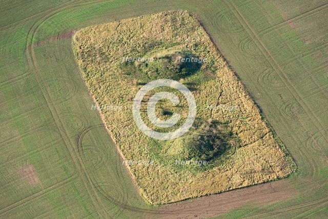 Two Bronze Age bell barrow earthworks known as The Warrior Barrows, Blewbury Down, Oxon, 2017. Creator: Damian Grady.