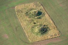 Two Bronze Age bell barrow earthworks known as The Warrior Barrows, Blewbury Down, Oxon, 2017. Creator: Damian Grady