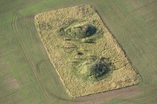 Two Bronze Age bell barrow earthworks known as The Warrior Barrows, Blewbury Down, Oxon, 2017. Creator: Damian Grady
