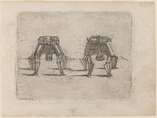 Two Cubic Figures with Their Hands on the Ground, 1624. Creator: Giovanni Battista Bracelli