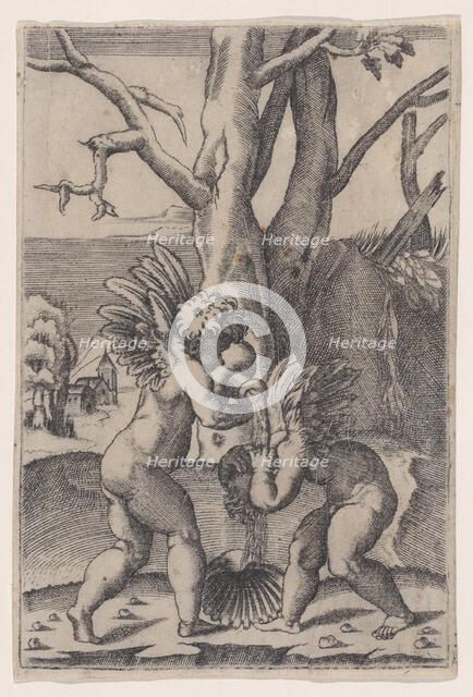 Two Cupids, ca. 1519. Creator: Agostino Veneziano.