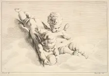Two Cupids, One Holding a Ball, mid to late 18th century. Creator: Jacques Gabriel Huquier