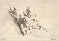 Two Cupids, One Holding a Ball, mid to late 18th century. Creator: Jacques Gabriel Huquier