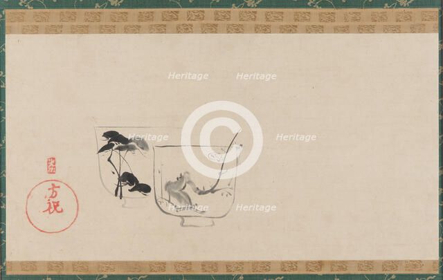 Two cups decorated respectively with pine and plum, Edo period, probably 19th century. Creator: Unknown.