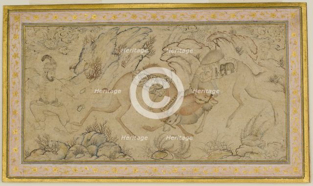 Two Camels Fighting, late 16th-early 17th century. Creator: Unknown.