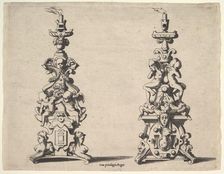 Two candlestick designs, ca. 1550-60. Creator: Rene Boyvin