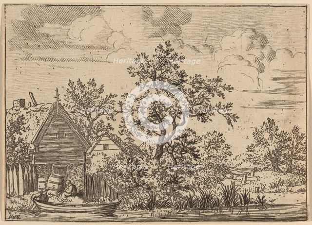 Two Casks in Front of a Cottage, probably c. 1645/1656. Creator: Allart van Everdingen.