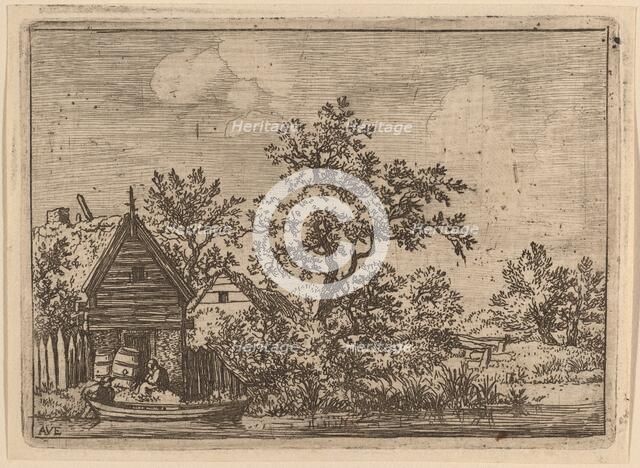 Two Casks in Front of a Cottage, probably c. 1645/1656. Creator: Allart van Everdingen.