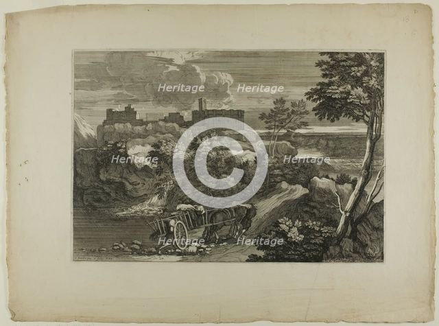 Two Carters Pushing Their Cart and Animals, 1668–71. Creator: Sébastien Bourdon.