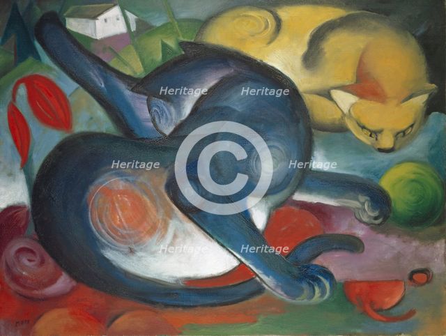 Two Cats, Blue and Yellow, 1912. Creator: Marc, Franz (1880-1916).