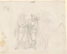 Two Cavaliers [recto], c. 1850s. Creator: Emanuel Gottlieb Leutze