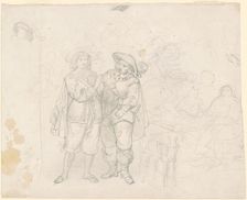 Two Cavaliers [recto], c. 1850s. Creator: Emanuel Gottlieb Leutze