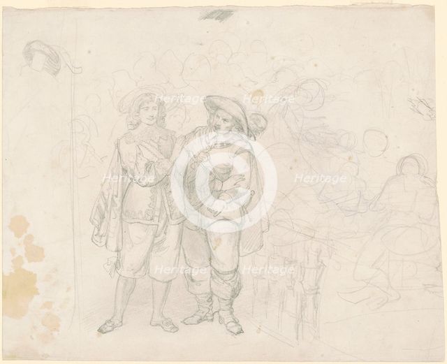 Two Cavaliers [recto], c. 1850s. Creator: Emanuel Gottlieb Leutze.