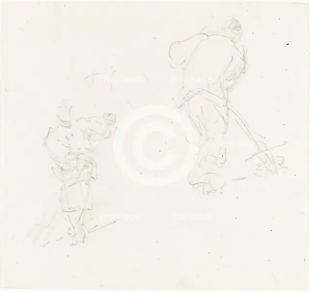 Two Chinese Laborers, c. 1838. Creator: George Chinnery.