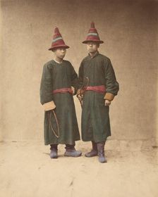 [Two Chinese Men in Matching Traditional Dress], 1870s. Creator: Baron Raimund von Stillfried