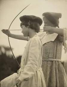Two child archers, 1900-1930. Creator: Alice Boughton