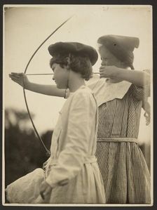 Two child archers, 1900-1930. Creator: Alice Boughton