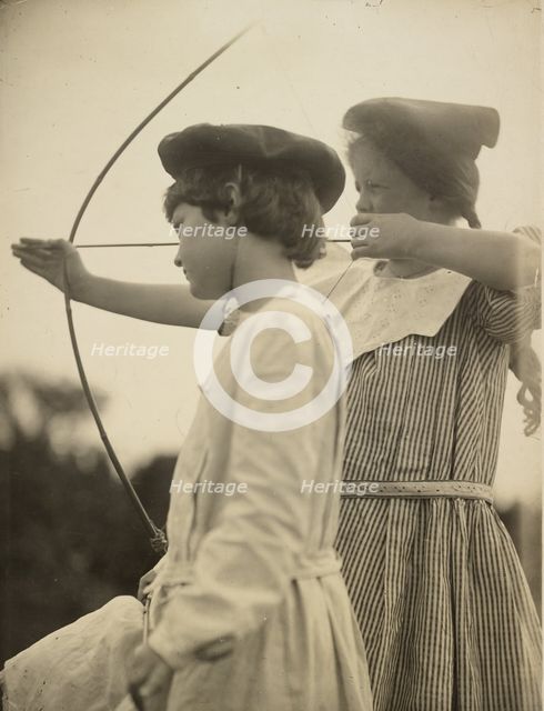 Two child archers, 1900-1930. Creator: Alice Boughton.