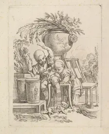 Two Children, One Playing the Drum. Creator: Louis Antoine Crozat, Baron de Thiers