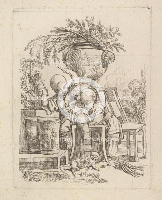 Two Children, One Playing the Drum. Creator: Louis Antoine Crozat, Baron de Thiers.