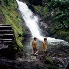 Two children at a pool, Dolgoch falls, Tal-y-llyn Valley, Snowdonia National Park, Wales, 1969. Creator: Michael Walters