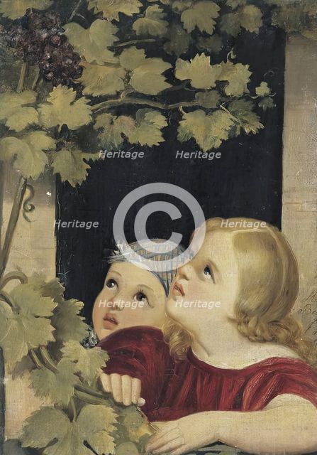 Two children at the window, 1840. Creator: Maria Beatrice.