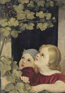 Two children at the window, 1840. Creator: Maria Beatrice