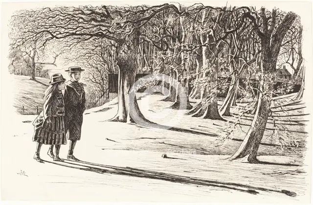 Two Children in the Snow. Creator: George du Maurier.