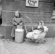 Two children in the street, Sweden. Creator: Unknown