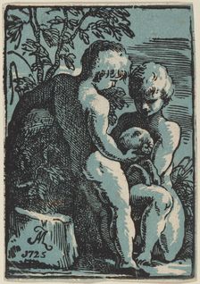 Two Children Petting a Lamb, 1725. Creator: Anton Maria Zanetti