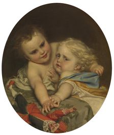 Two Children Playing Around, 1861. Creator: Joseph Henri Francois Van Lerius