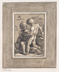 Two Children Playing with a Lamb, 1725. Creator: Anton Maria Zanetti