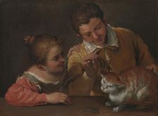 Two Children Teasing a Cat. Creator: Annibale Carracci