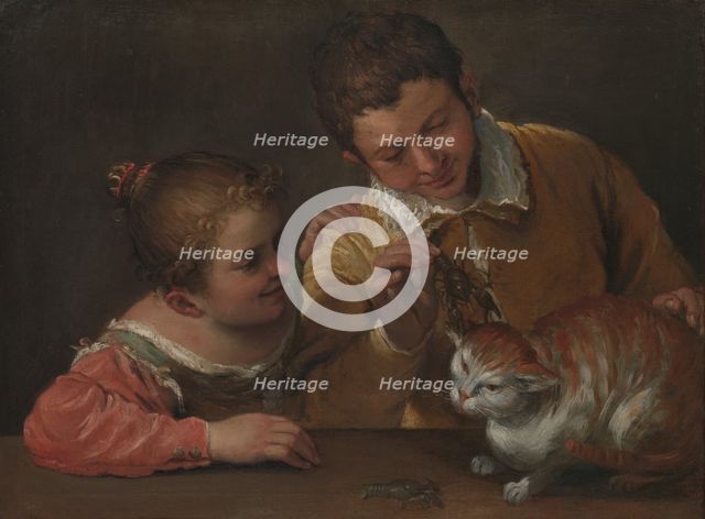 Two Children Teasing a Cat. Creator: Annibale Carracci.