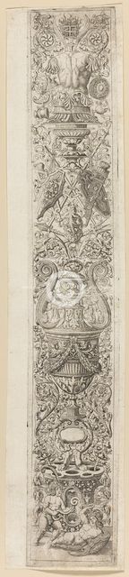 Two Children Wearing Helmets, plate three of Twelve Ornament Panels, c.1505-20. Creator: Giovan Pietro Birago.