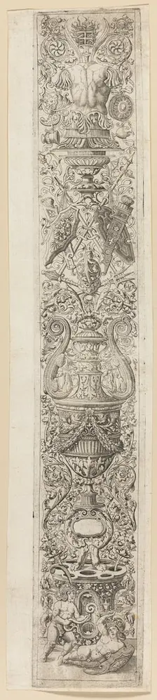 Two Children Wearing Helmets, plate three of Twelve Ornament Panels, c.1505-20. Creator: Giovan Pietro Birago