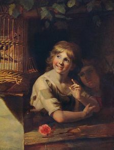 Two Children with a Jay in a Cage c18th century, (1910). Artist: Matthew William Peters