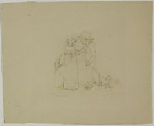 Two Children with Dog, 1883. Creator: Catherine Greenaway