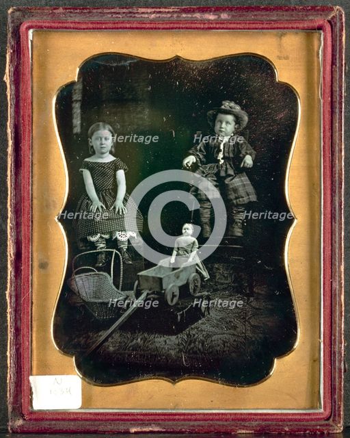 Two Children with Toys, c. 1855. Creator: Unidentified Photographer.