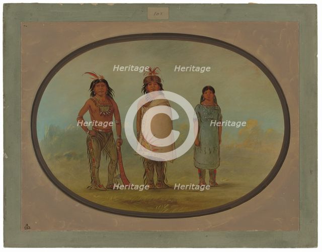 Two Chippewyan Warriors and a Woman, 1855/1869. Creator: George Catlin.